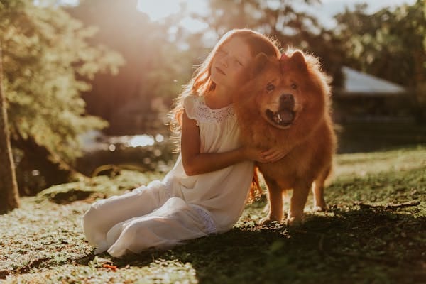 Spending time with their best friend helps kids and dogs relax