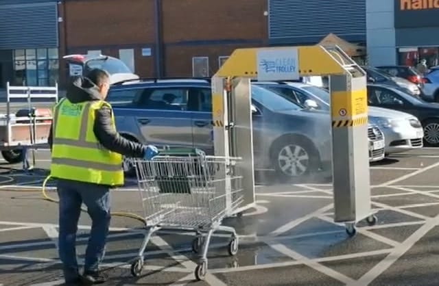Could this Covid-19 cleaning trolley car wash be in British supermarkets soon?