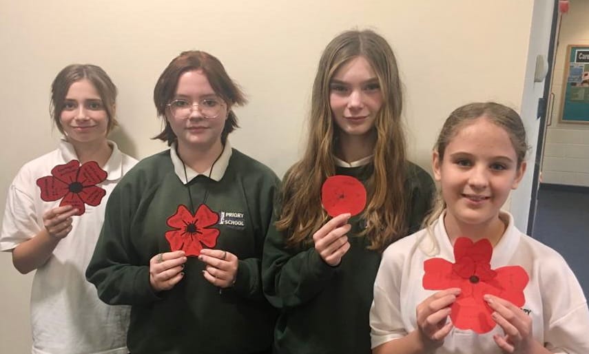 Students make poppies to remember those who died for their freedom
