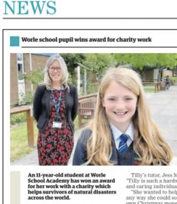 Terrific Tilly, 11, featured by Jill Dando’s first newspaper