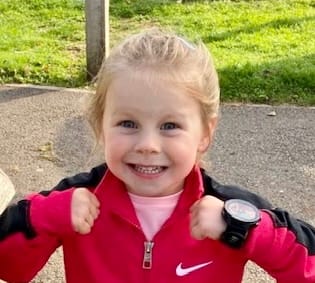Smiling runner Mabel, 4, praised by one of world’s best ever athletes Paula Radcliffe